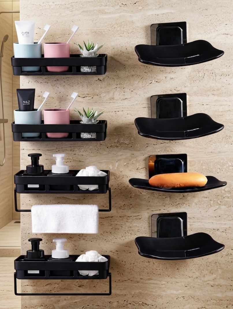 8PC Bathroom Home Kitchen Towel Sabu Soap Stand holder Plastic Wall Shelf-image-33