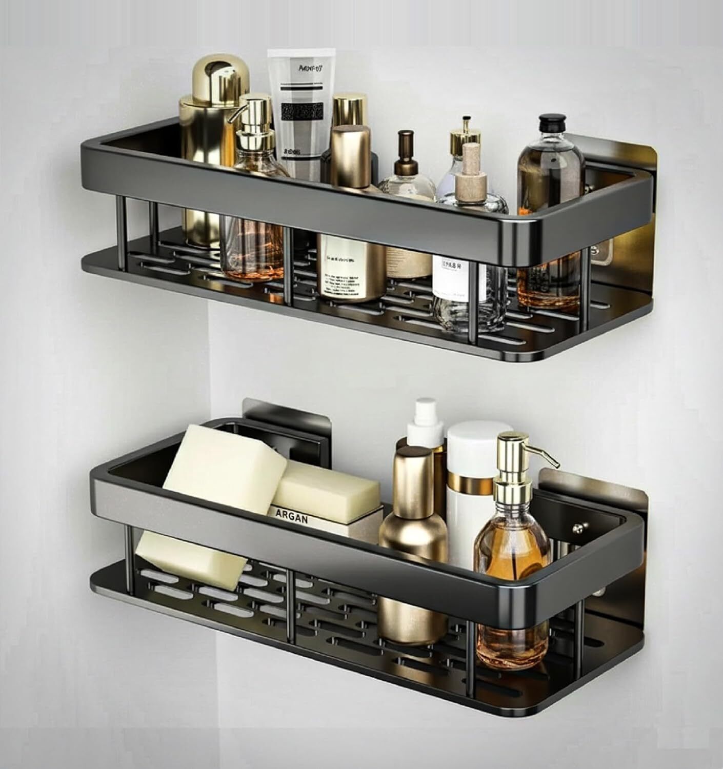 akmor Bathroom Shelf for Self-Adhesive Wall Mounted Bathroom Organizer Without Drill Aluminium Wall Shelf-picture-10