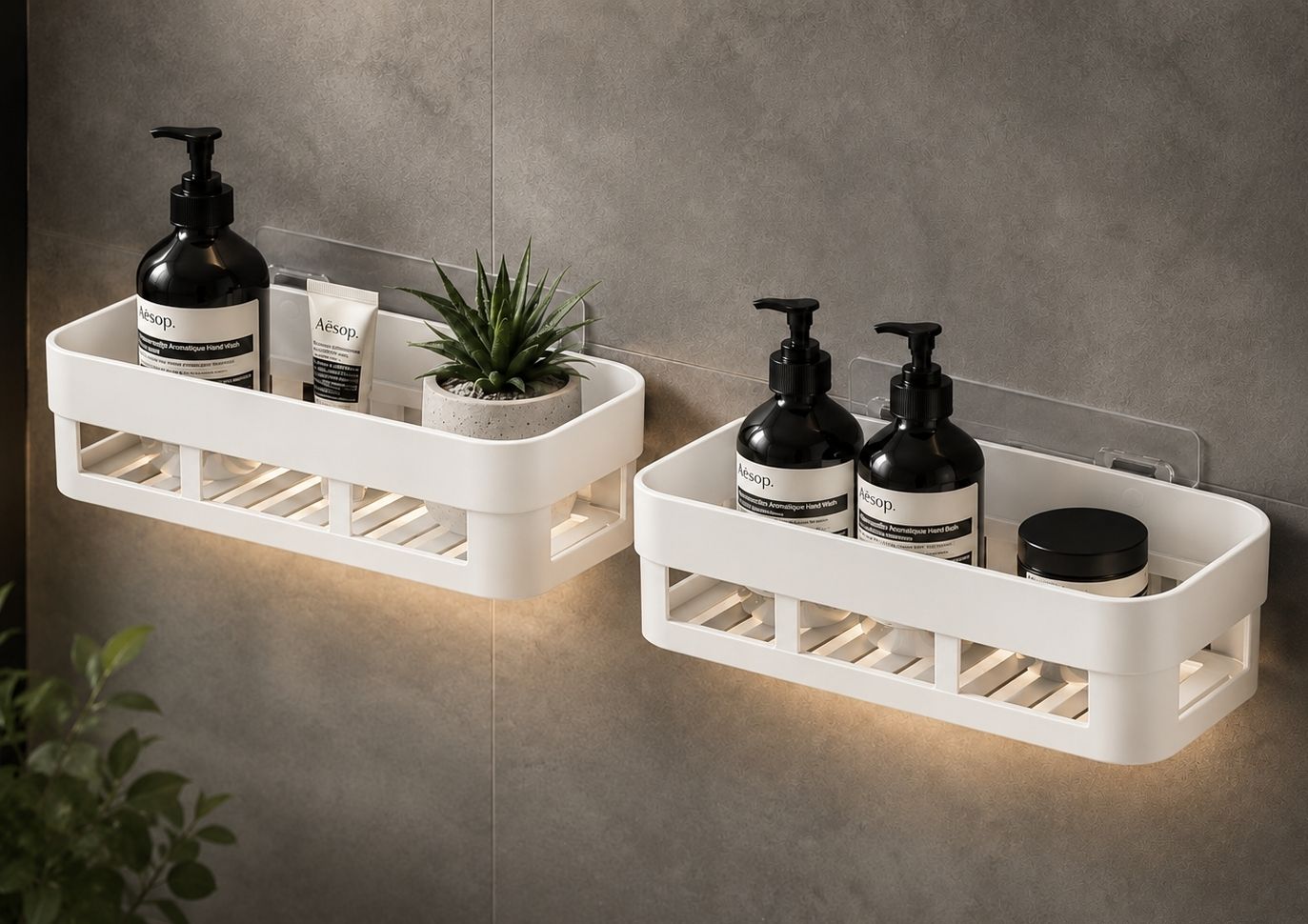 hventerprise 2pcs Bathroom Accessories Rack Shelf with Magic Sticker Plastic Wall Shelf Plastic Wall Shelf-picture-35