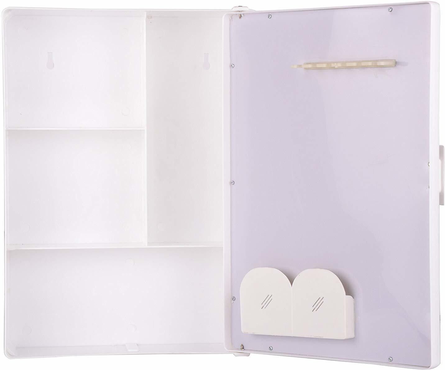 Size(Small)10x14x4 Inch Virgin Plastic Bathroom Storage Mirror Cabinet 4 Shelf Bracket-image-9