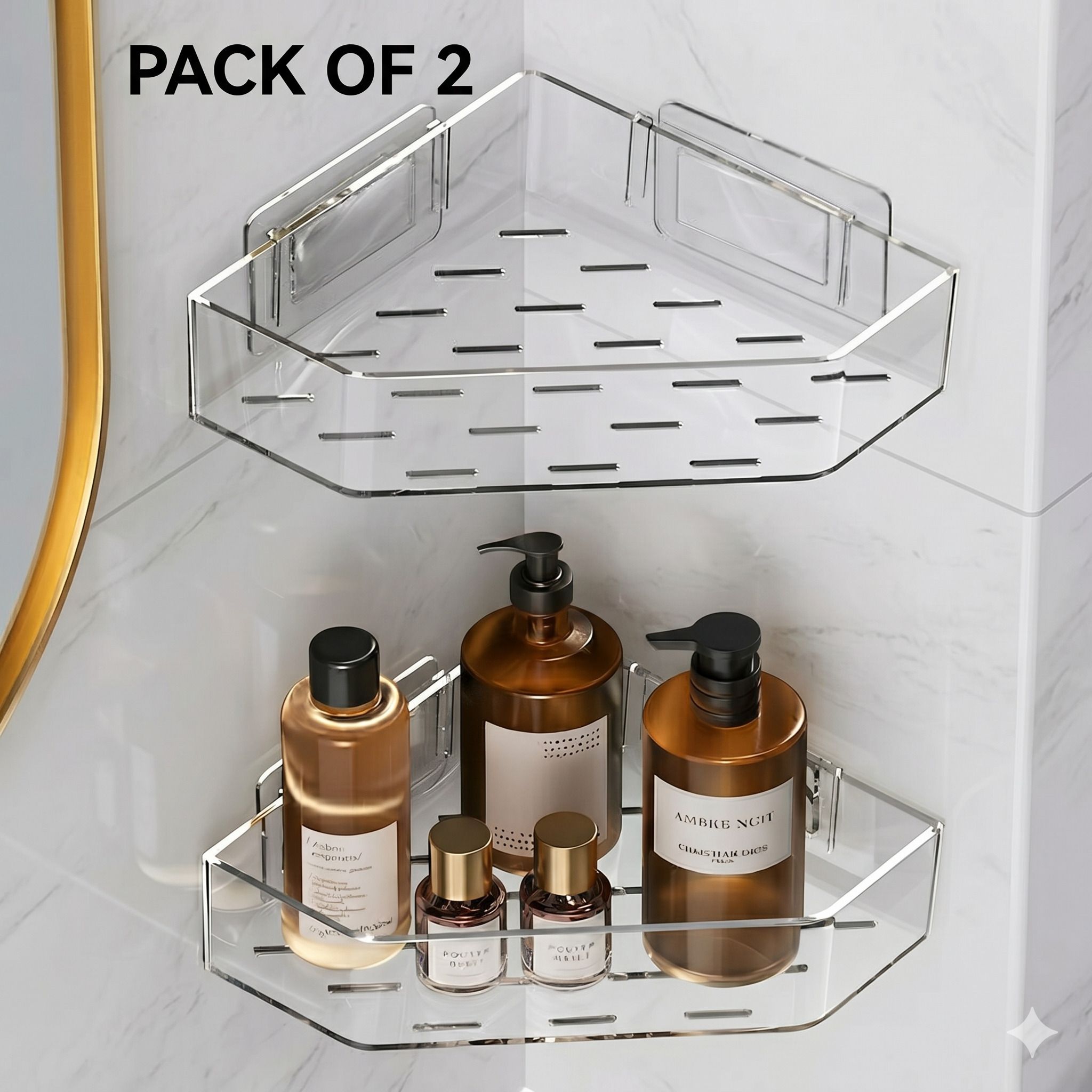 gonazo Bathroom Corner Unbreakable Plastic Plastic Wall Shelf-picture-20