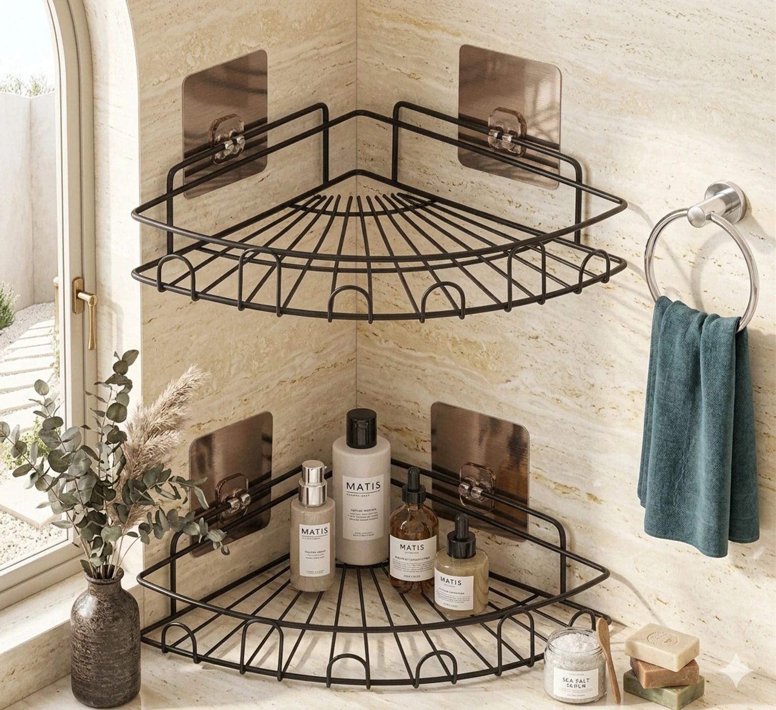 oitrex Corner Bathroom Shelf Iron Wall Shelf-picture-40
