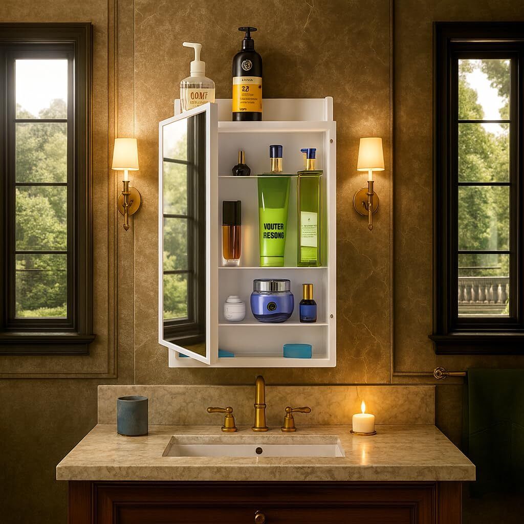 luppra Premium White Bathroom Mirror Cabinet – Tough Plastic Build & Extra Storage Bathroom Mirror-picture-14
