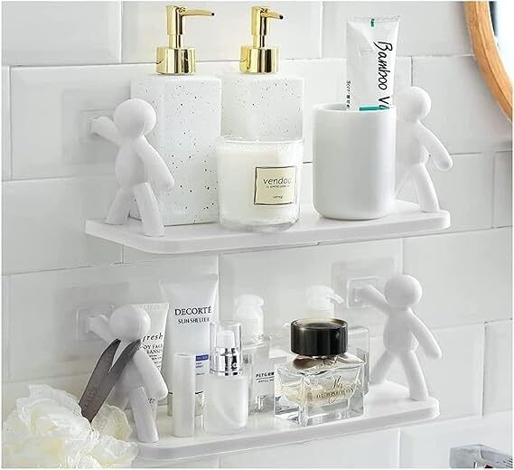 Wall Mount Shelf Bathroom Shelf Organizer Multipurpose Wall Mount Plastic Shelf Plastic Wall Shelf-image-44