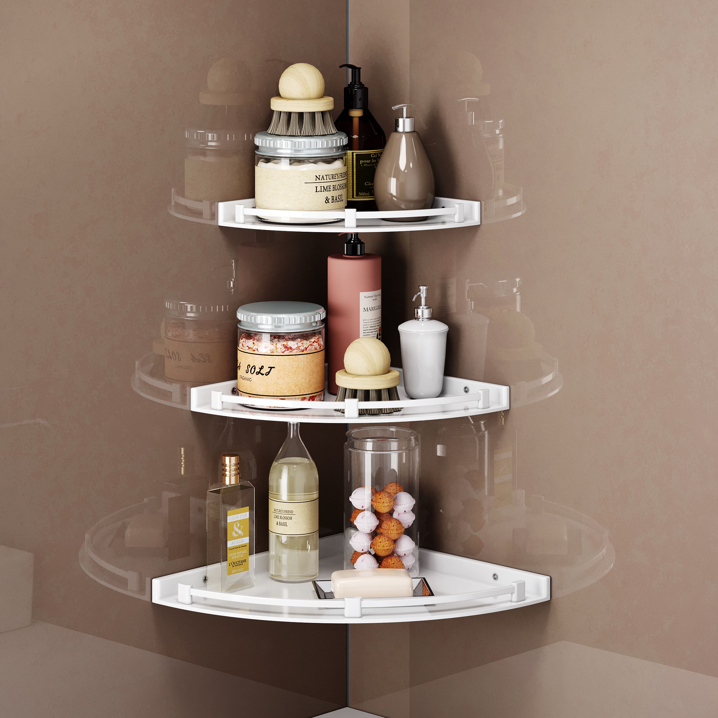 Unbreakable Multipurpose Space Saving Corner/Rack for face wash,shower gel Acrylic, Plastic Wall Shelf-image-17