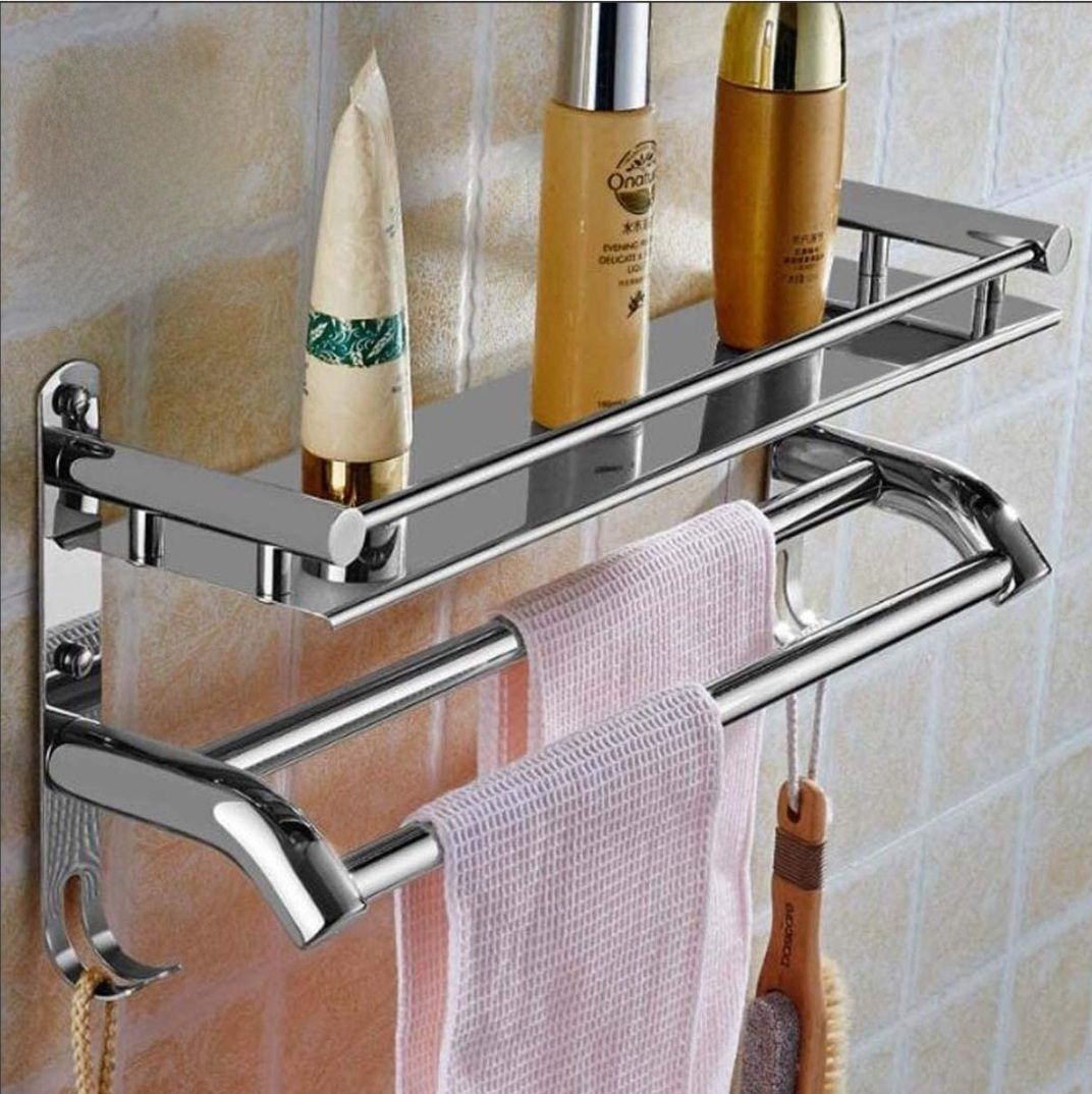 by Multi use Rack Bathroom/Kitchen/ (Number of Shelves - 1,) Silver Towel Holder-image-44