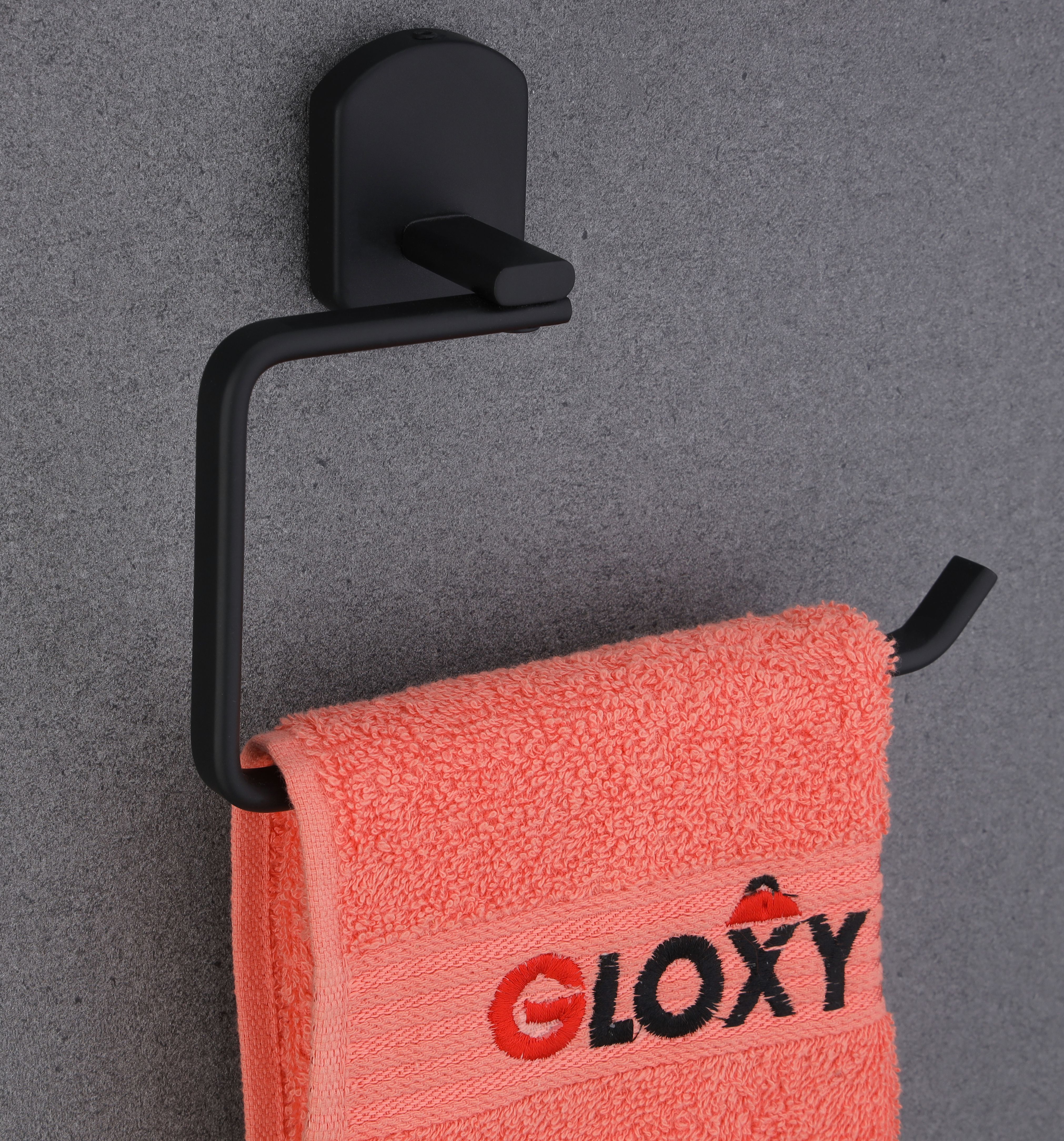 gloxy Wall Mounted Towel Ring | Black Matt Finish Napkin Holder for Bathroom & Kitchen Stainless Steel Toilet Paper Holder-picture-20