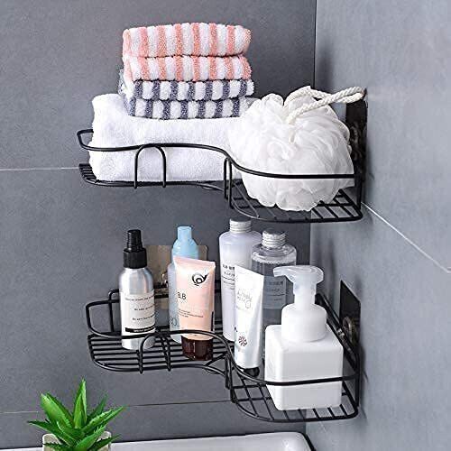 havion Black Corner Shelf 2 Tier Iron Wall Shelf-picture-28