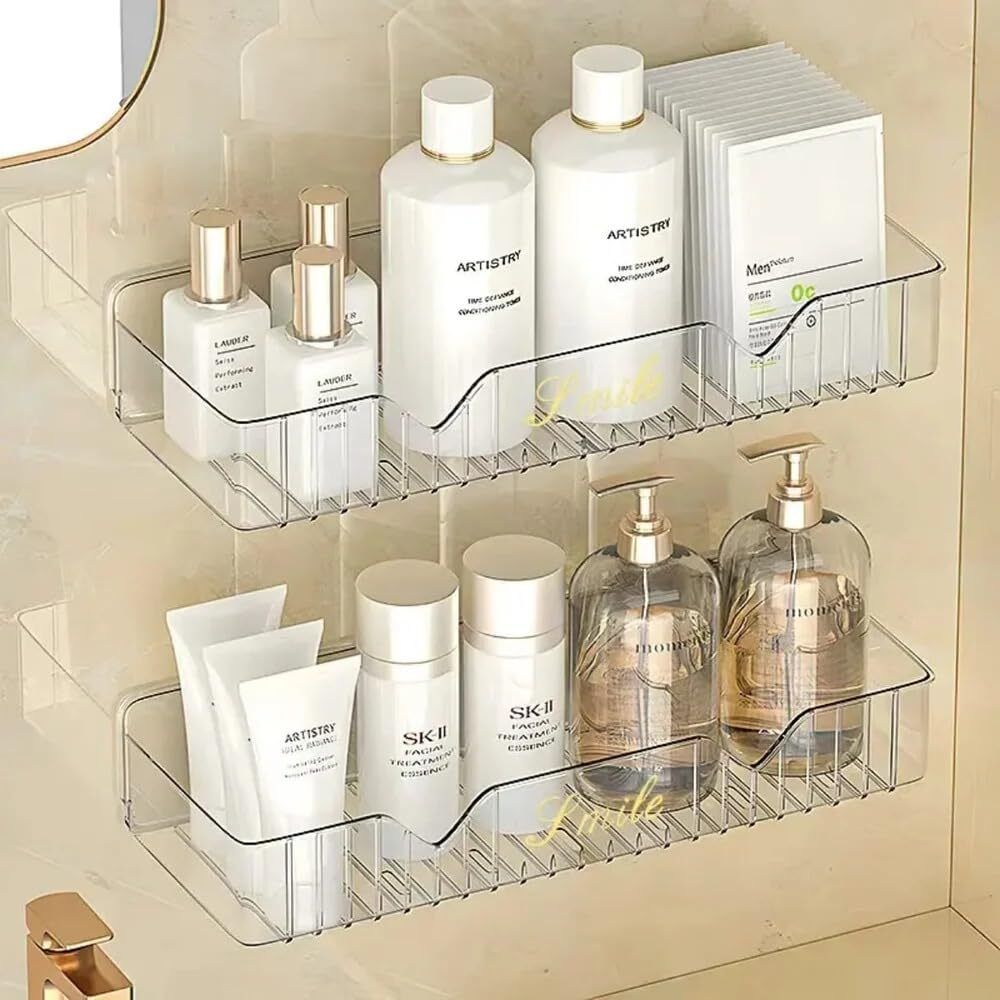 oniswell Self Adhesive Bathroom Wall Shelf Organizer Plastic Wall Shelf-picture-15