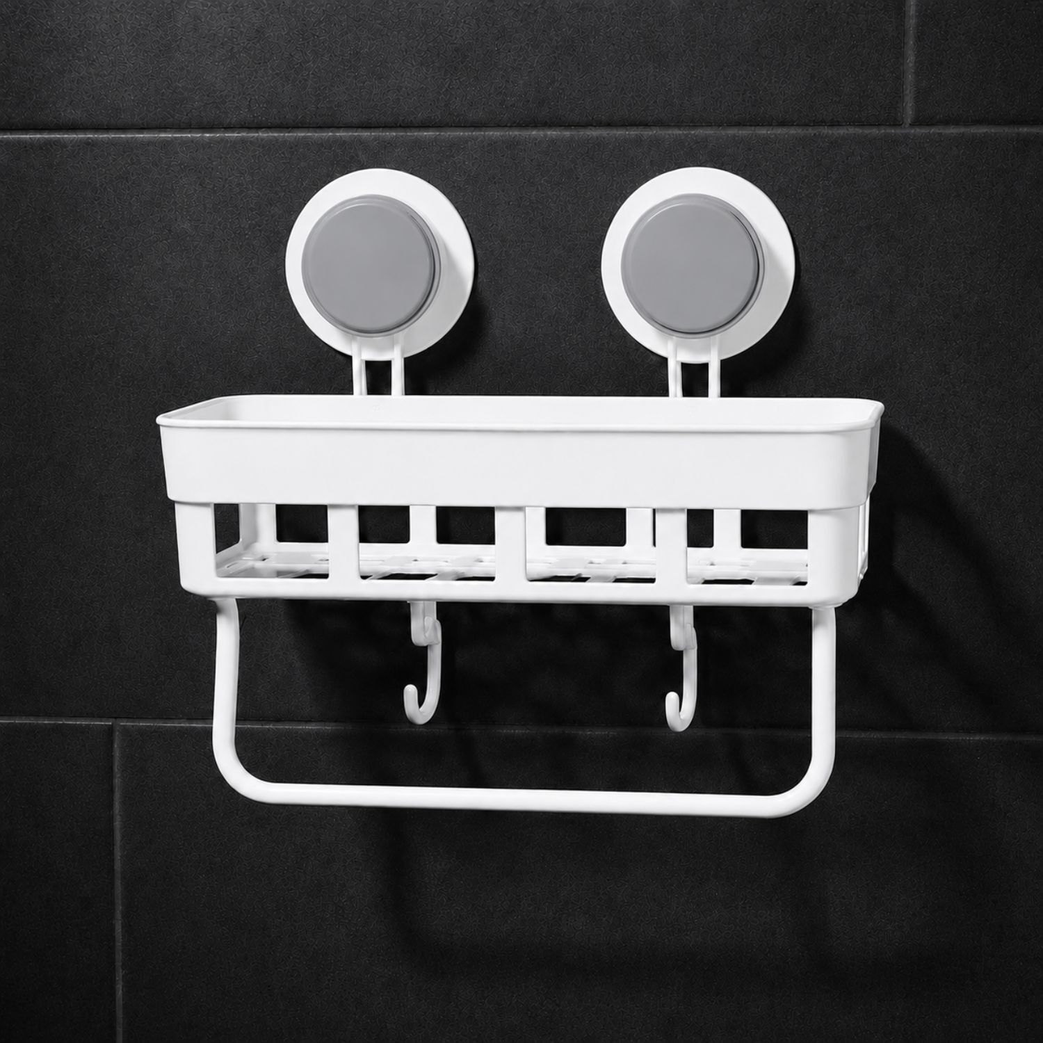 sbt Suction Cup Bathroom Organizer| No Drill Bathroom Accessories Plastic Wall Shelf-picture-3