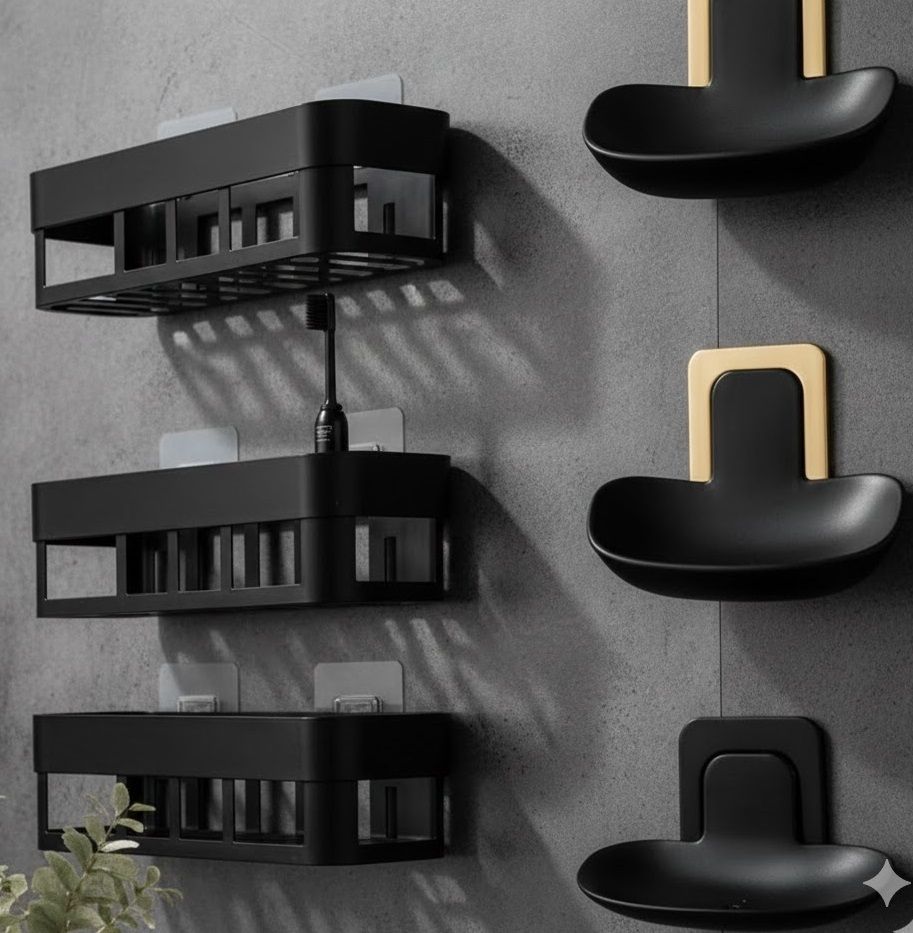 hatmeet BATHROOM SHELVES 3PC +SHOP DISH NEW 3PC Plastic Wall Shelf-picture-25