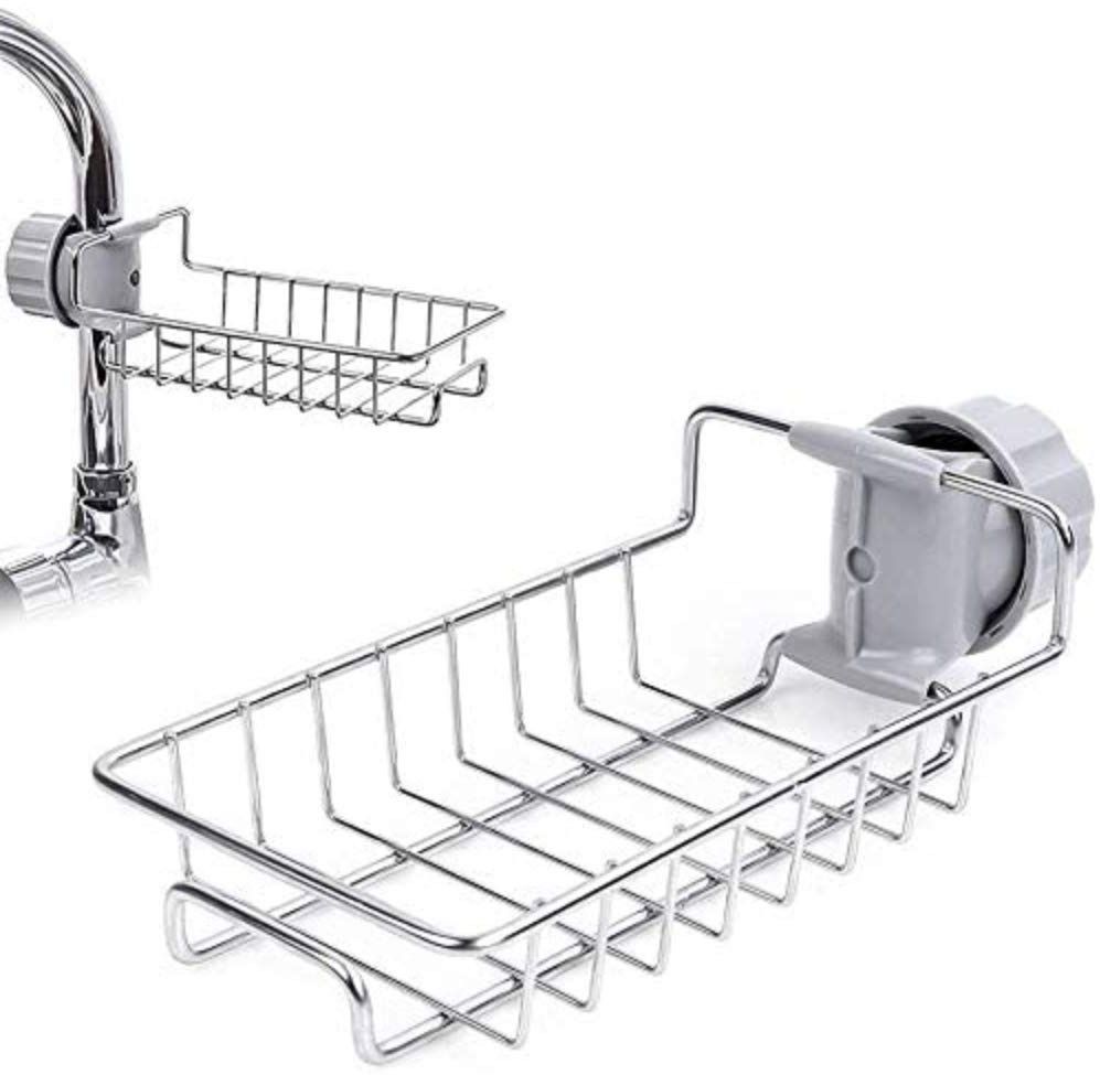 Kitchen Faucet Sink Sponge Hanging Tap Storage Holder Rack/Shelf Stainless Steel Wall Shelf-image-23