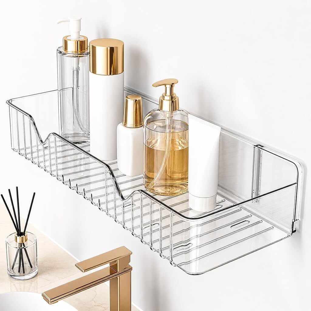 omrobust AquaStore Wall Mounted Transparent Bathroom Shelf Organizer Acrylic Wall Shelf-picture-18
