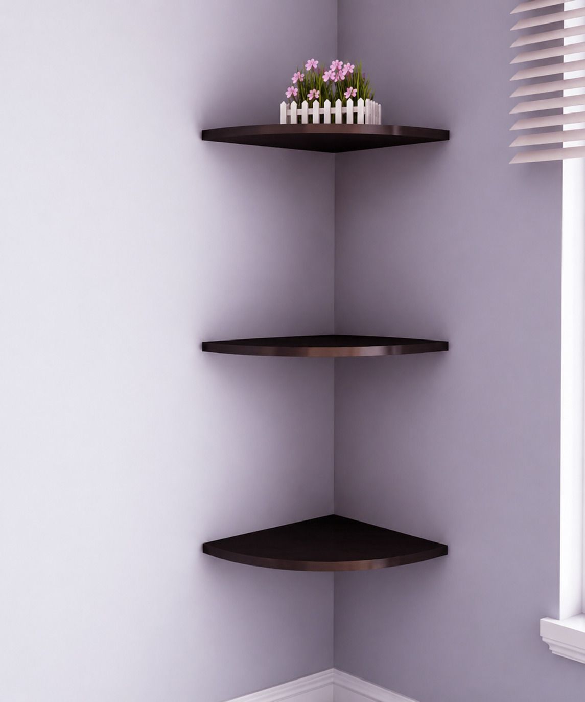 md furniturs Decorative 3 Tier Floating Corner Wall Shelf for Bedroom & Living Room MDF (Medium Density Fiber) Wall Shelf-picture-46