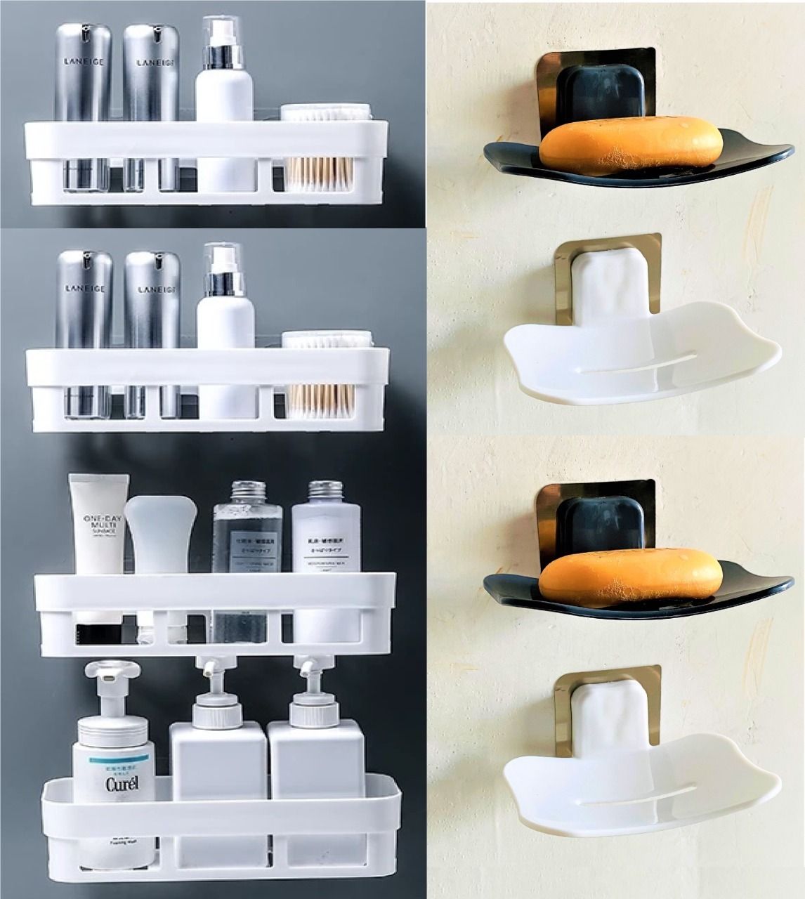 radhesyam Multipurpose Self-Adhesive Plastic Kitchen Bathroom Shelf Storage Rack Plastic Wall Shelf-picture-23