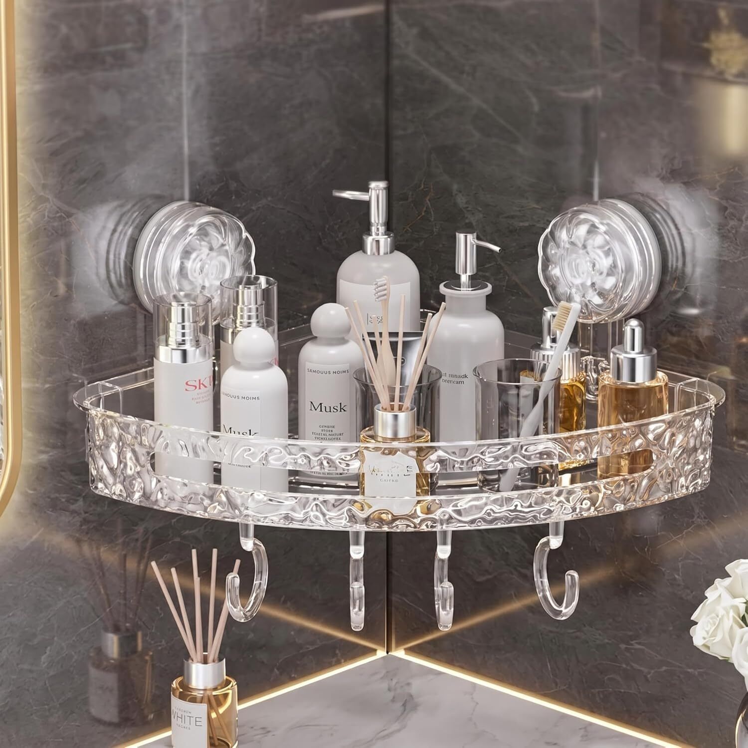 admat Bathroom Corner Shelf 1PC Acrylic Wall Shelf-picture-33