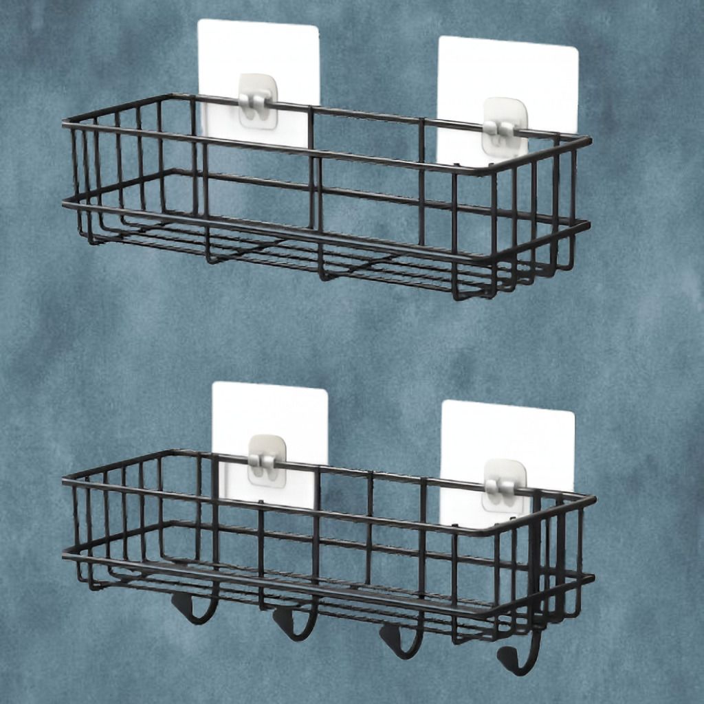 adonz Strong Hold Iron Shelf Black Wall Mounted Organizer Iron, Steel Wall Shelf-picture-32
