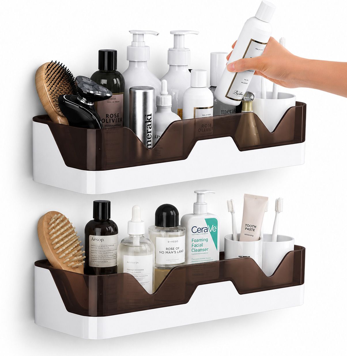 glutoo Self Adhesive Bathroom And Kitchen Shelf Rack,No Drill Bathroom Organizer Plastic Wall Shelf-picture-44