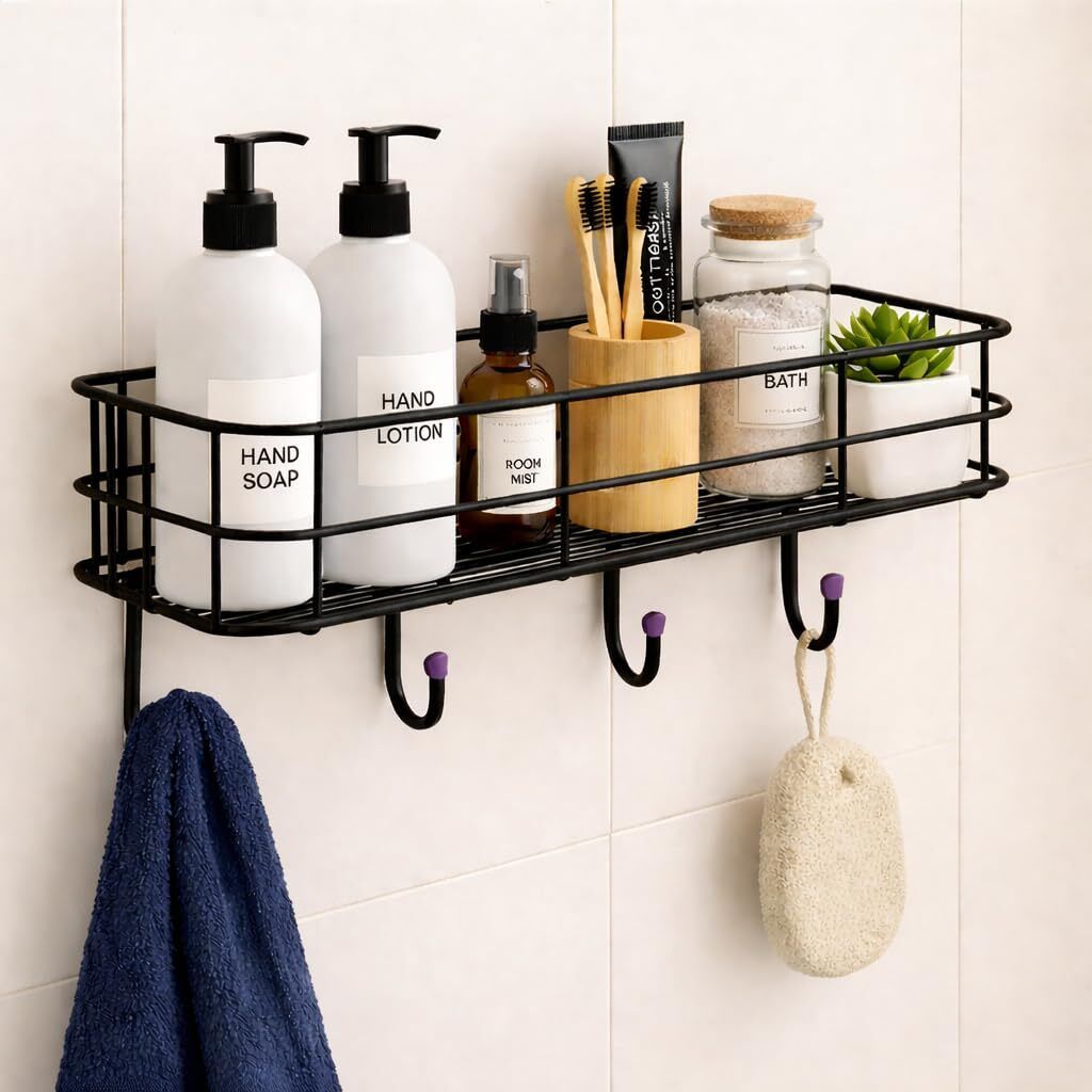 zolento GI Self-Adhesive Wall Shelf for Bathroom Organizer/ Storage/ Rack Iron Wall Shelf-picture-24