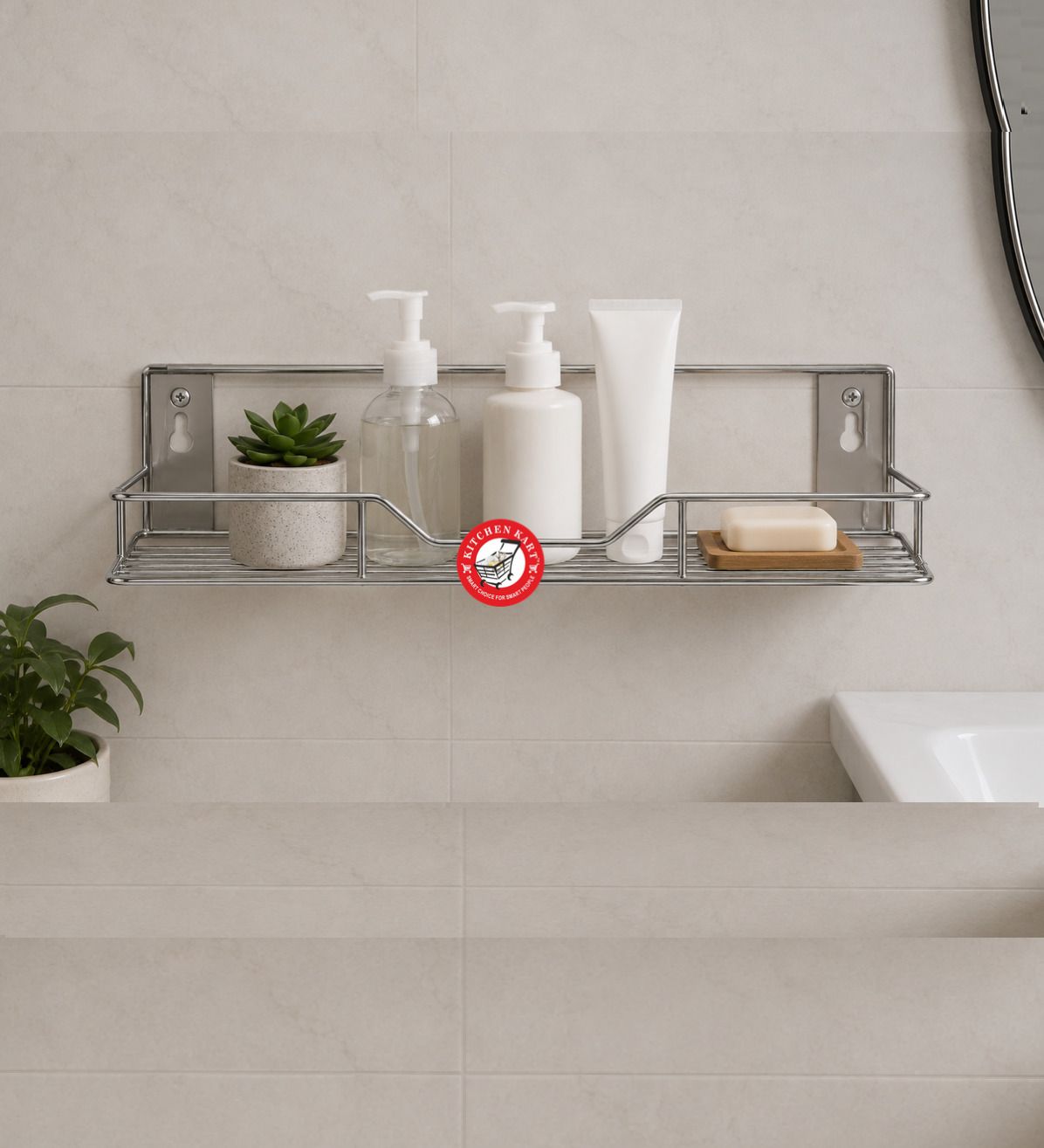 Bathroom Rack for Shampoo, Soap & Toiletry Storage Stainless Steel Wall Shelf-image-26