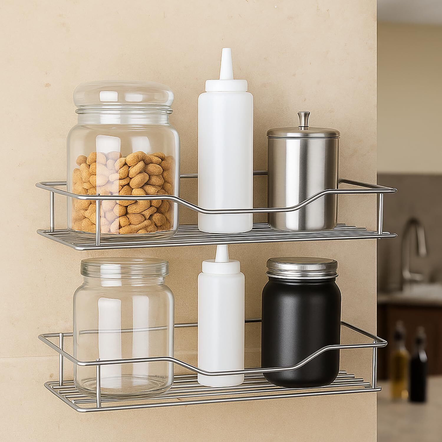 namani Stainless Steel Wall Shelf Wall Mount Bathroom Shelf Kitchen Rack Organizer Stainless Steel Wall Shelf-picture-12