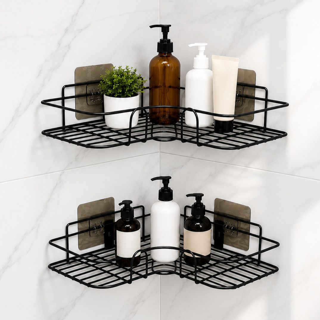 martway Pack of 2 Bathroom Corner Shelf | Self Adhesive Wall Mounted No Drill Rustproof Steel Wall Shelf-picture-11