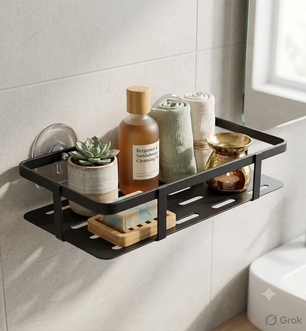 parmeshwar sales Self-Adhesive Multipurpose Wall Mounted Bathroom Shelves|Space-Saving Storage Iron Wall Shelf-picture-14
