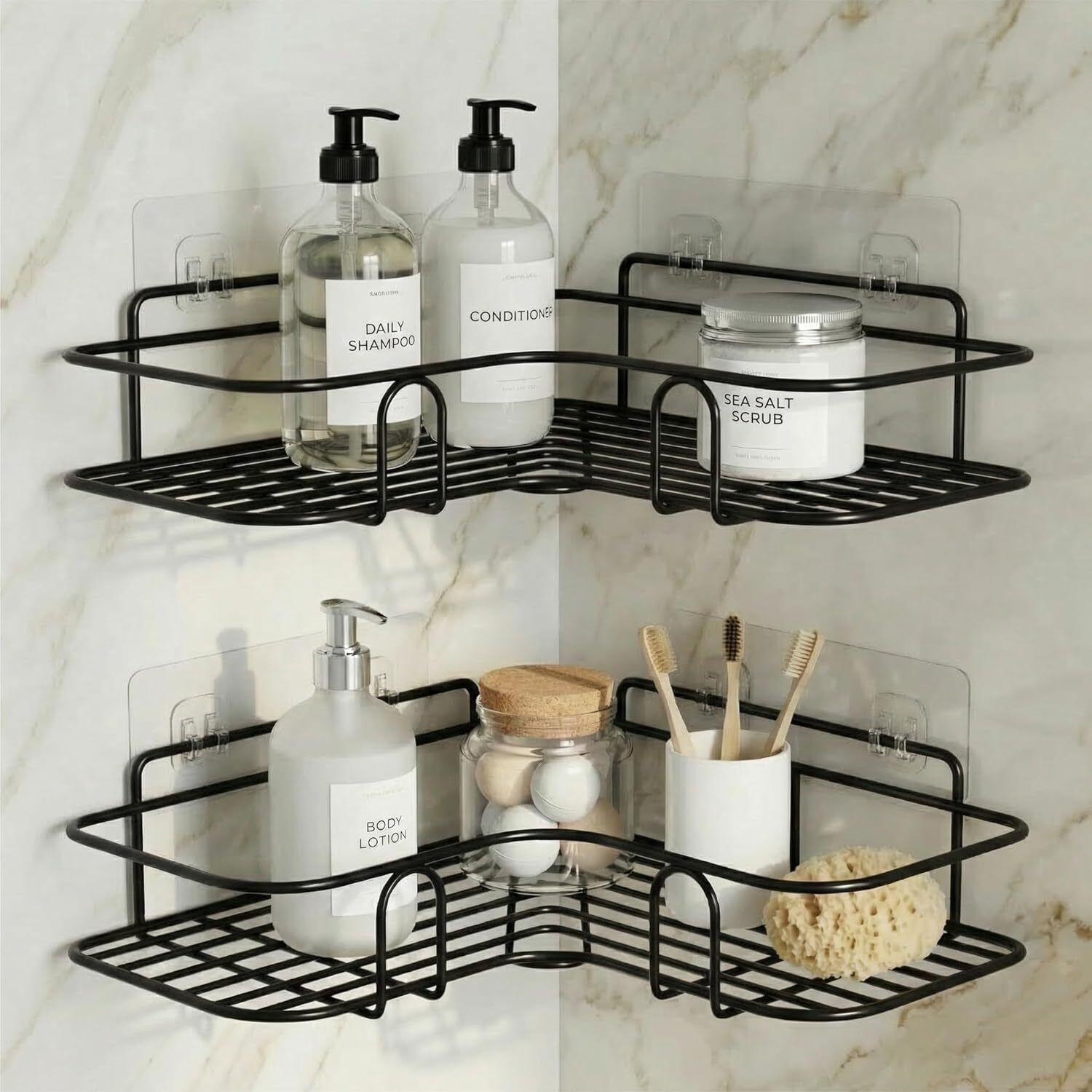 croptil 2-Tier Wall Mounted Bathroom & Kitchen Storage Corner Shelf Rack Steel Wall Shelf-picture-18