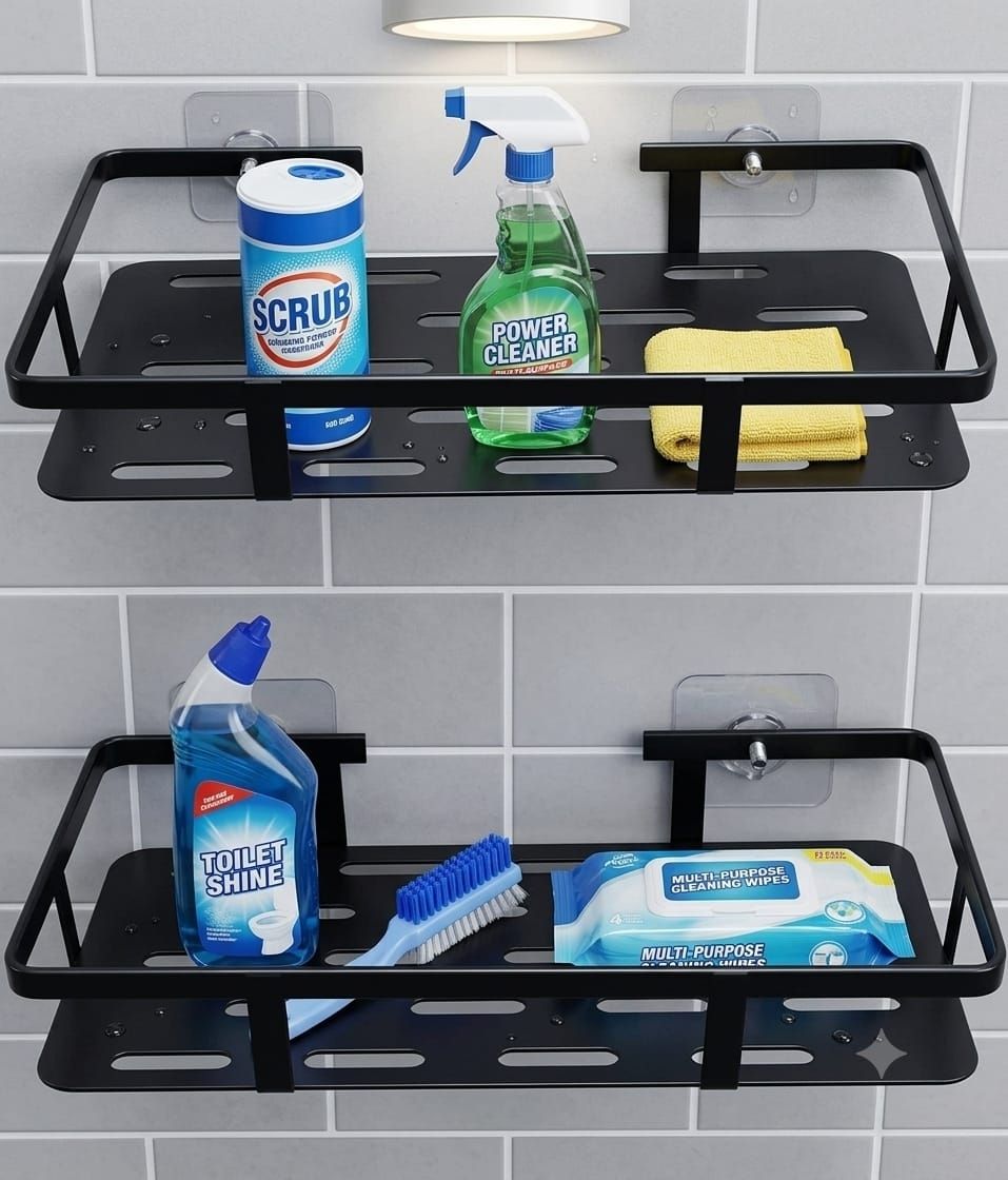 parmeshwar sales Bathroom and Kitchen Accessories | Stylish Wall Stand for Home, Office 2 Pcs Iron Wall Shelf-picture-21