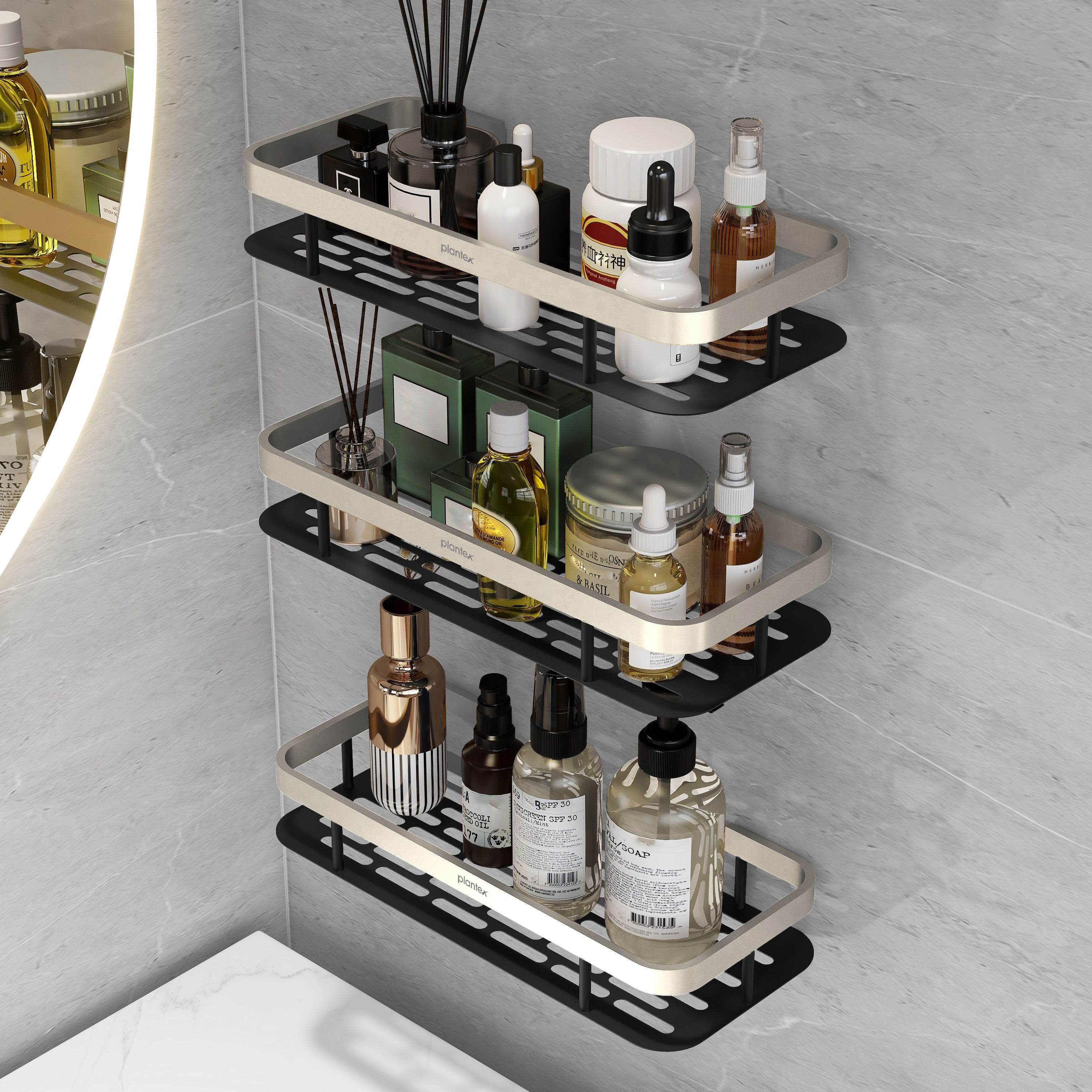 Shelf for Bathroom/Multipurpose Shelf/Self-Adhesive Shelf for Home/Office(12x5) Aluminium, Stainless Steel Wall Shelf-image-39