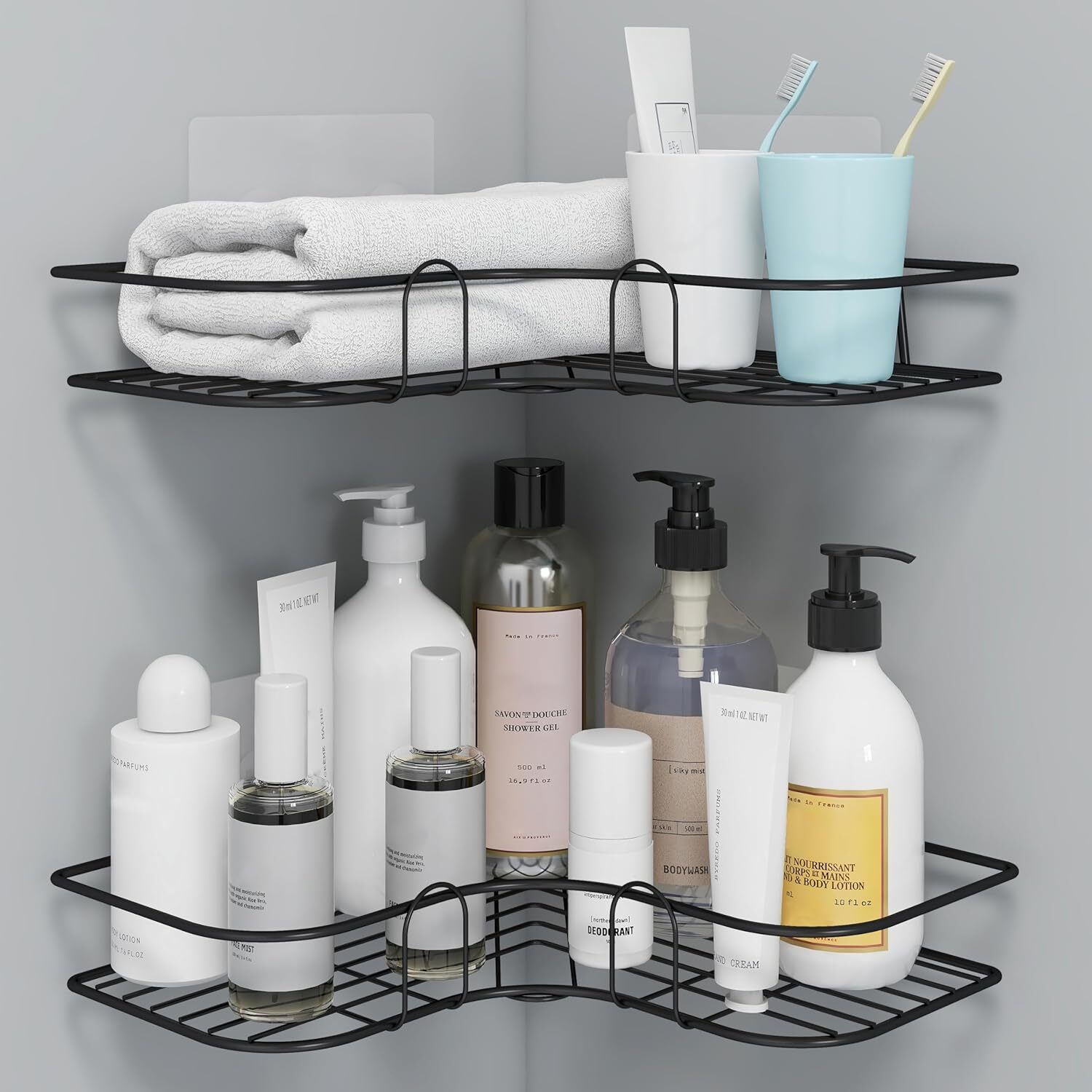 zubeen Premium Wall Mounted Bathroom & Kitchen Storage Rack (Adhesive Mount) Stainless Steel, Steel Wall Shelf-picture-40