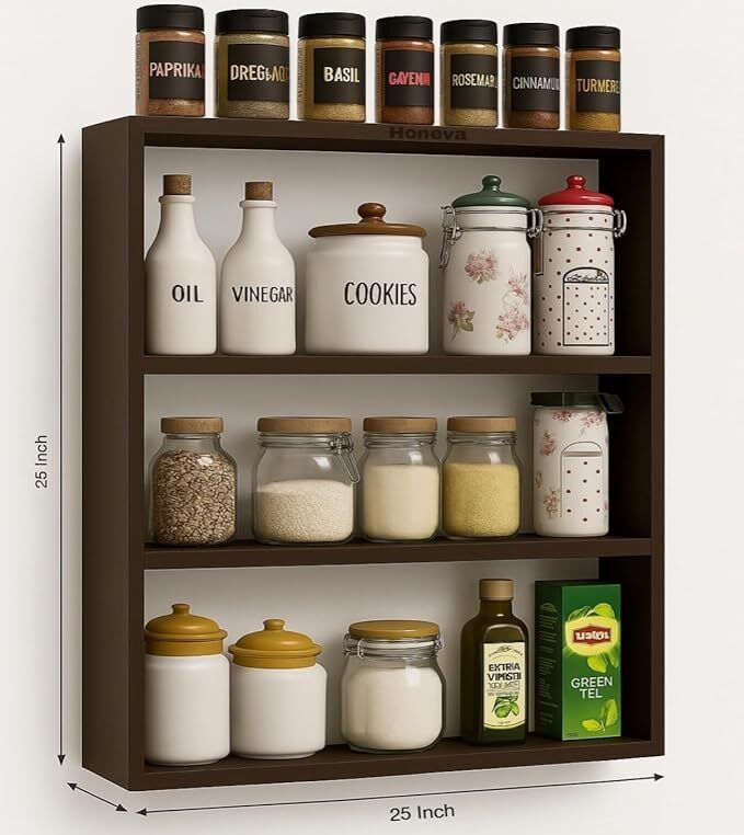 Utensil Kitchen Rack WOODEN KITCHEN RACK WALL HANGING RACK WALL MOUNT Wood-image-1