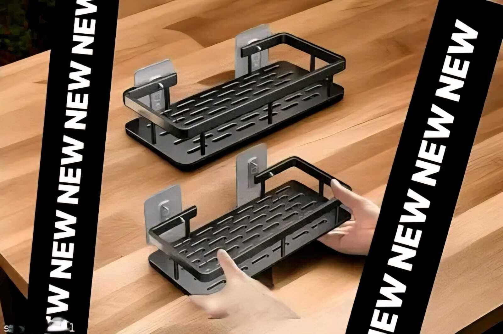 metal bathroom shelf features a self-adhesive, no-drill mounting system 2 pis Iron Wall Shelf-image-13