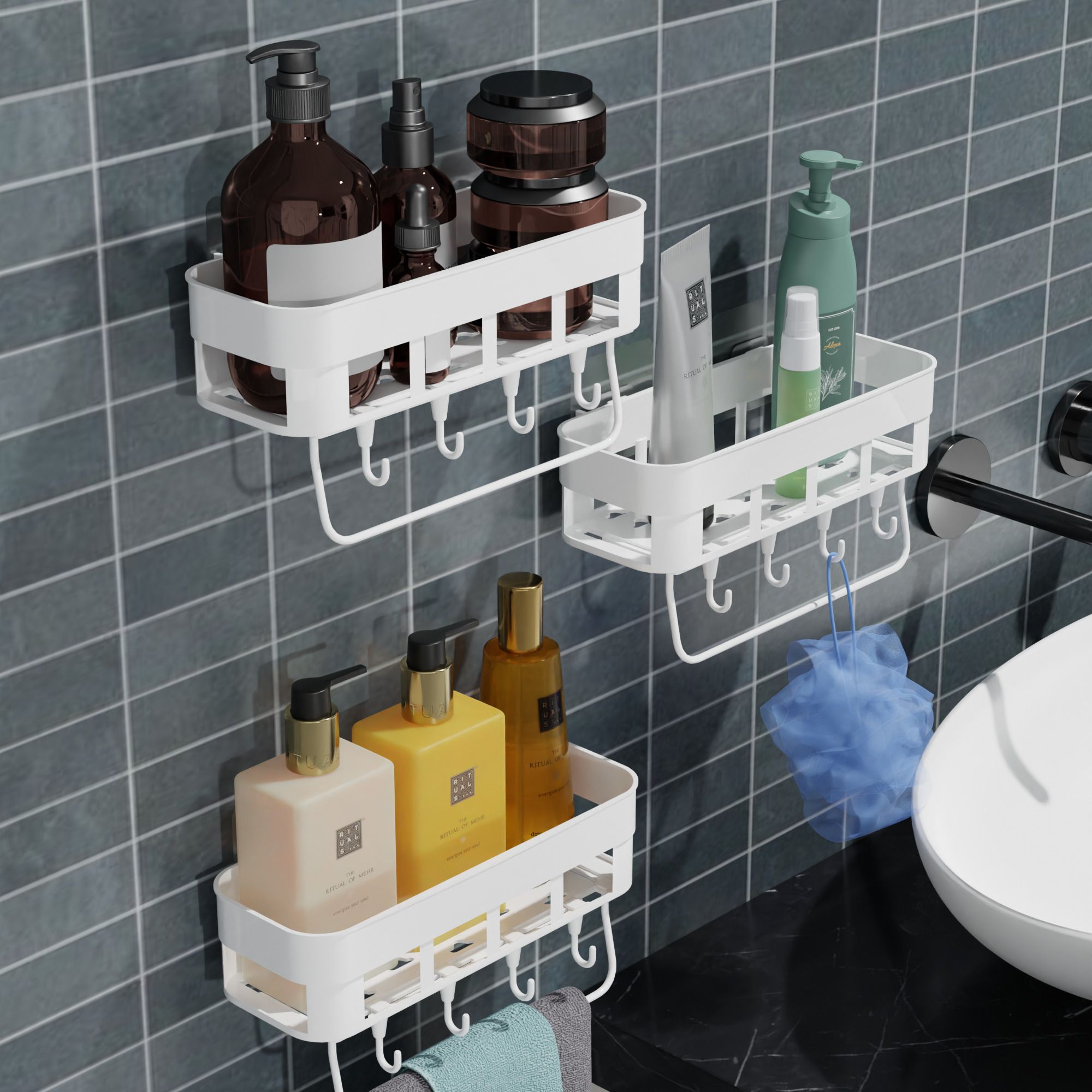 Multipurpose Bathroom Decorative Rack Accessories Plastic Wall Shelf