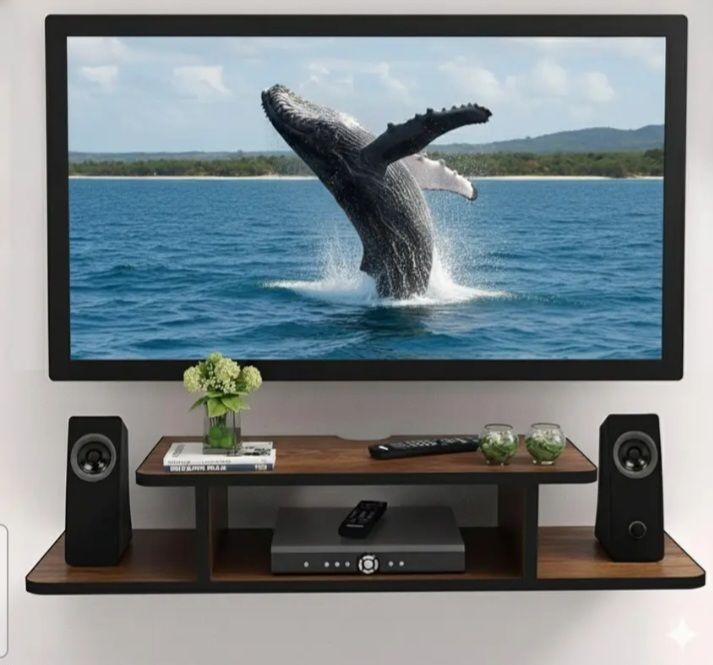 walia handicrafts TV Setup Box & Remote Stand Wooden Wall Shelf-picture-32