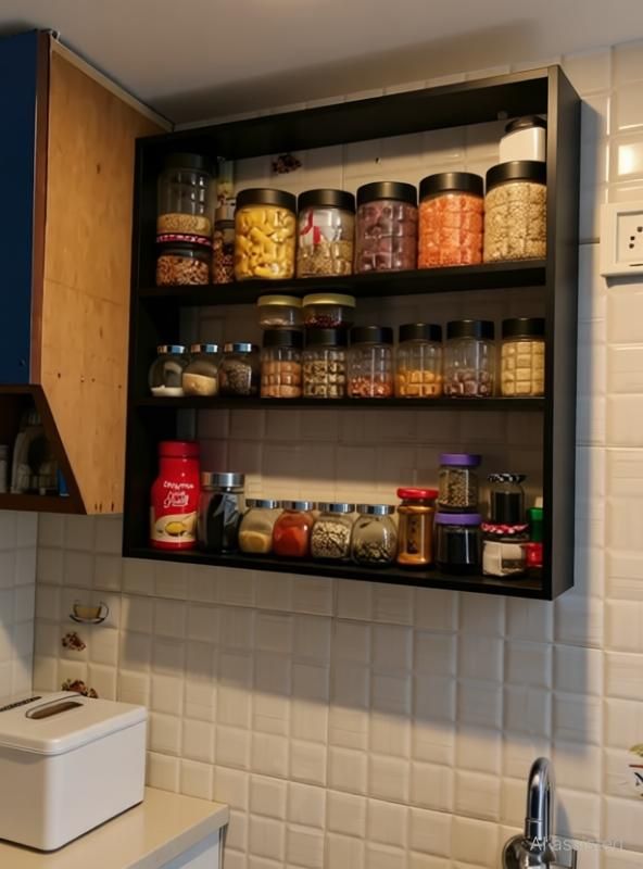 Wall Mounted Kitchen Rack for Storage MDF (Medium Density Fiber) Wall Shelf-image-49