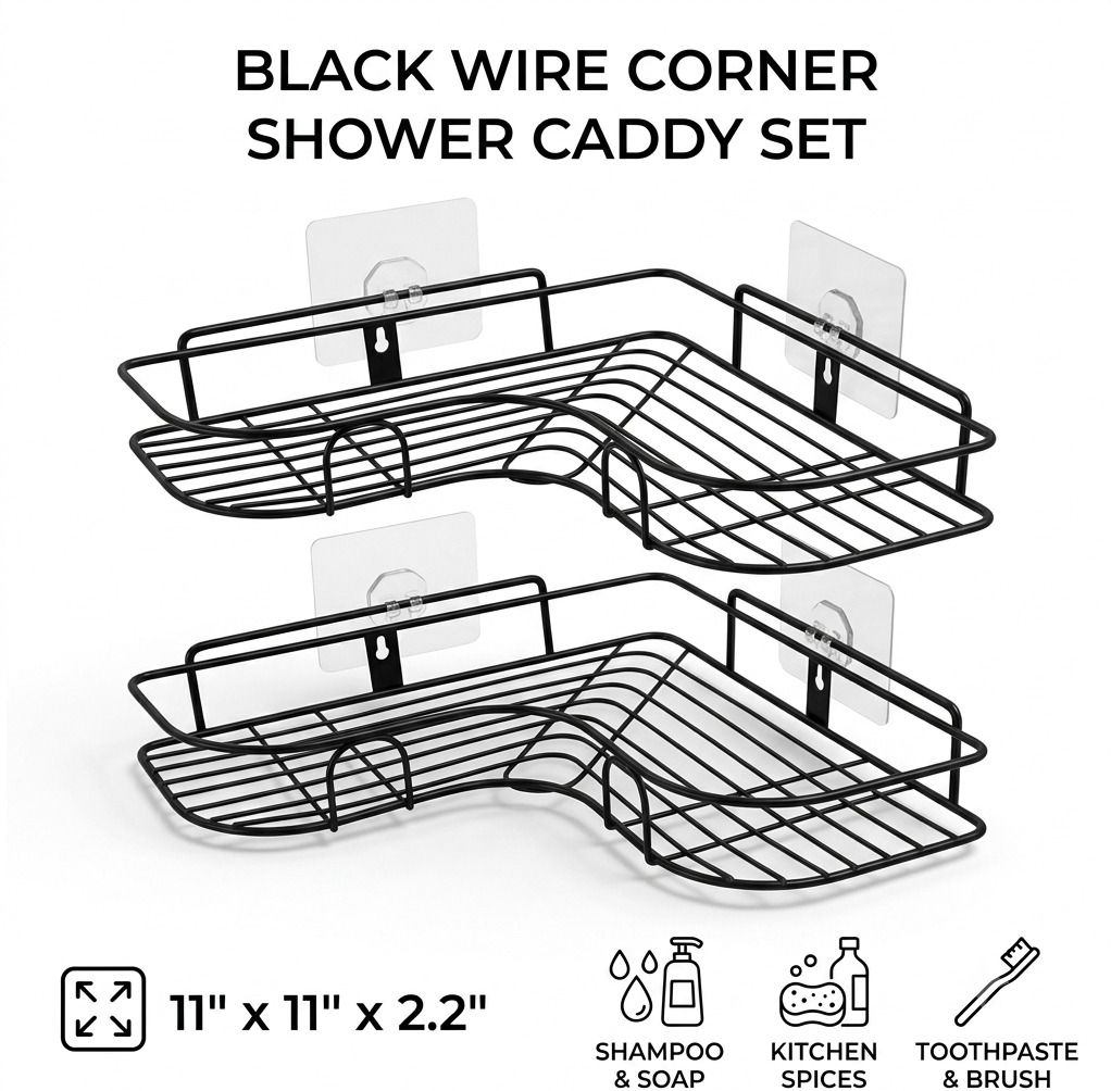 sbm enterprises Bathroom Corner Shelf Iron, Silver, Steel Wall Shelf-picture-38