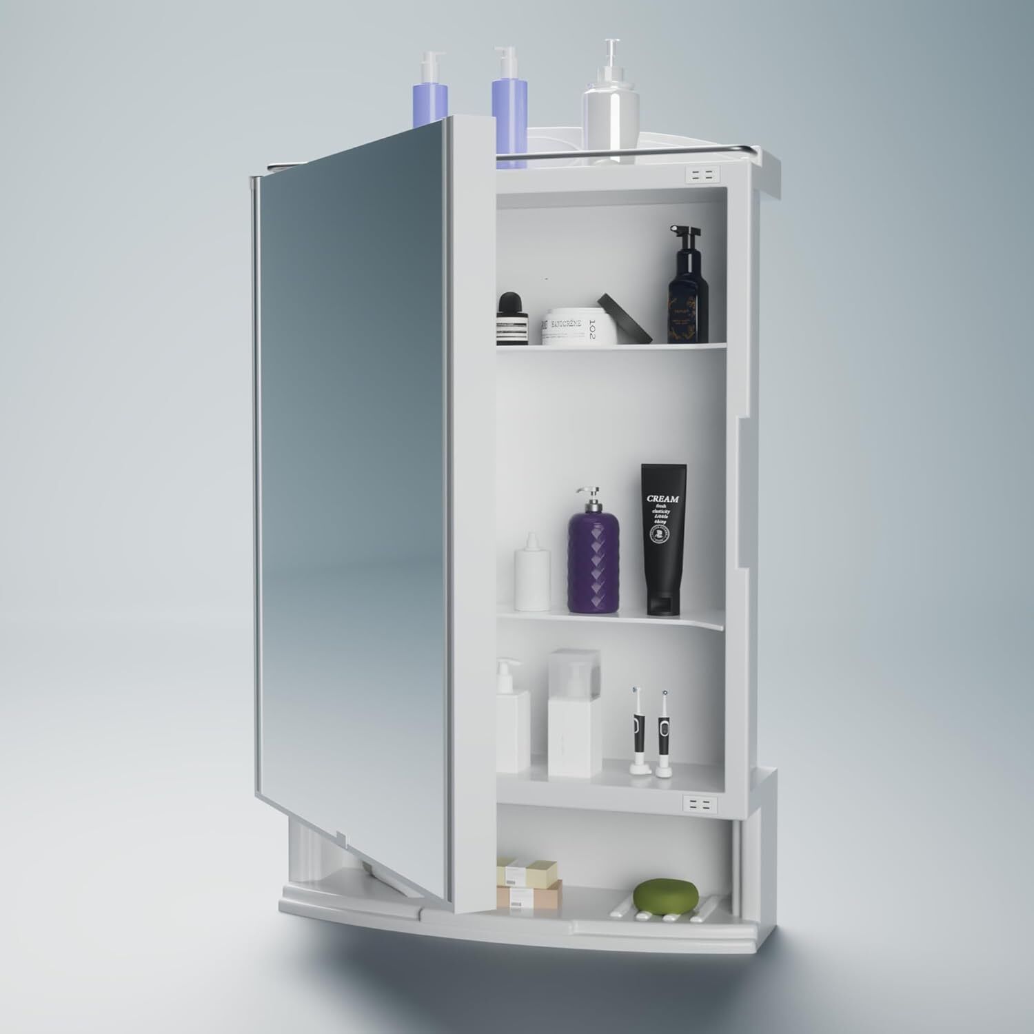 Plastic Premium Multipurpose Wall Mounted Storage Cabinet with Mirror Plastic Wall Shelf