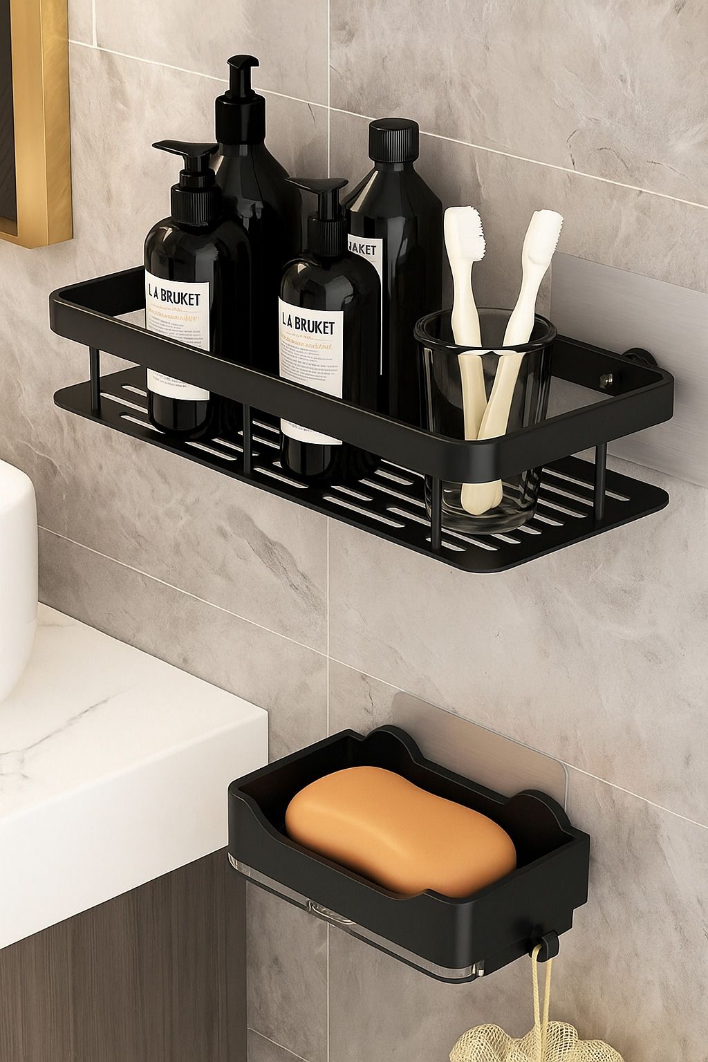 flipkart smartbuy Premium Bathroom Combo|Adhasive Wall Shelf Holder & Soapbar Holder Plastic Wall Shelf-picture-32