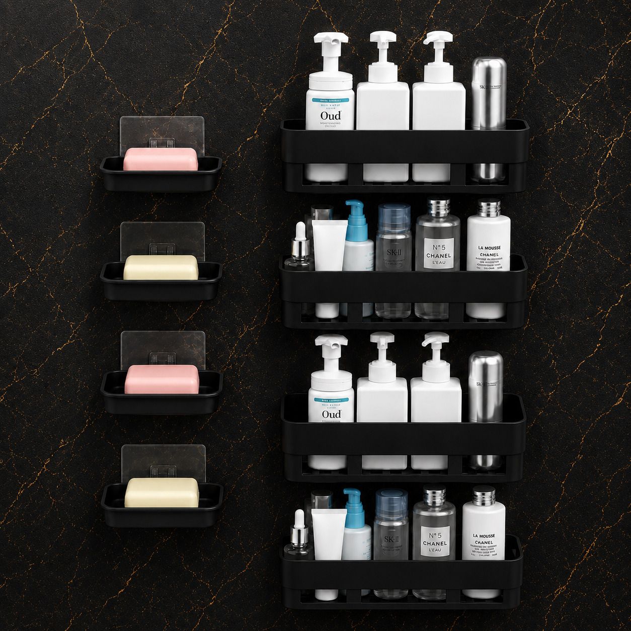 flipkart smartbuy Self Adhesive Bathroom Storage Rack Plastic Wall Shelf-picture-42