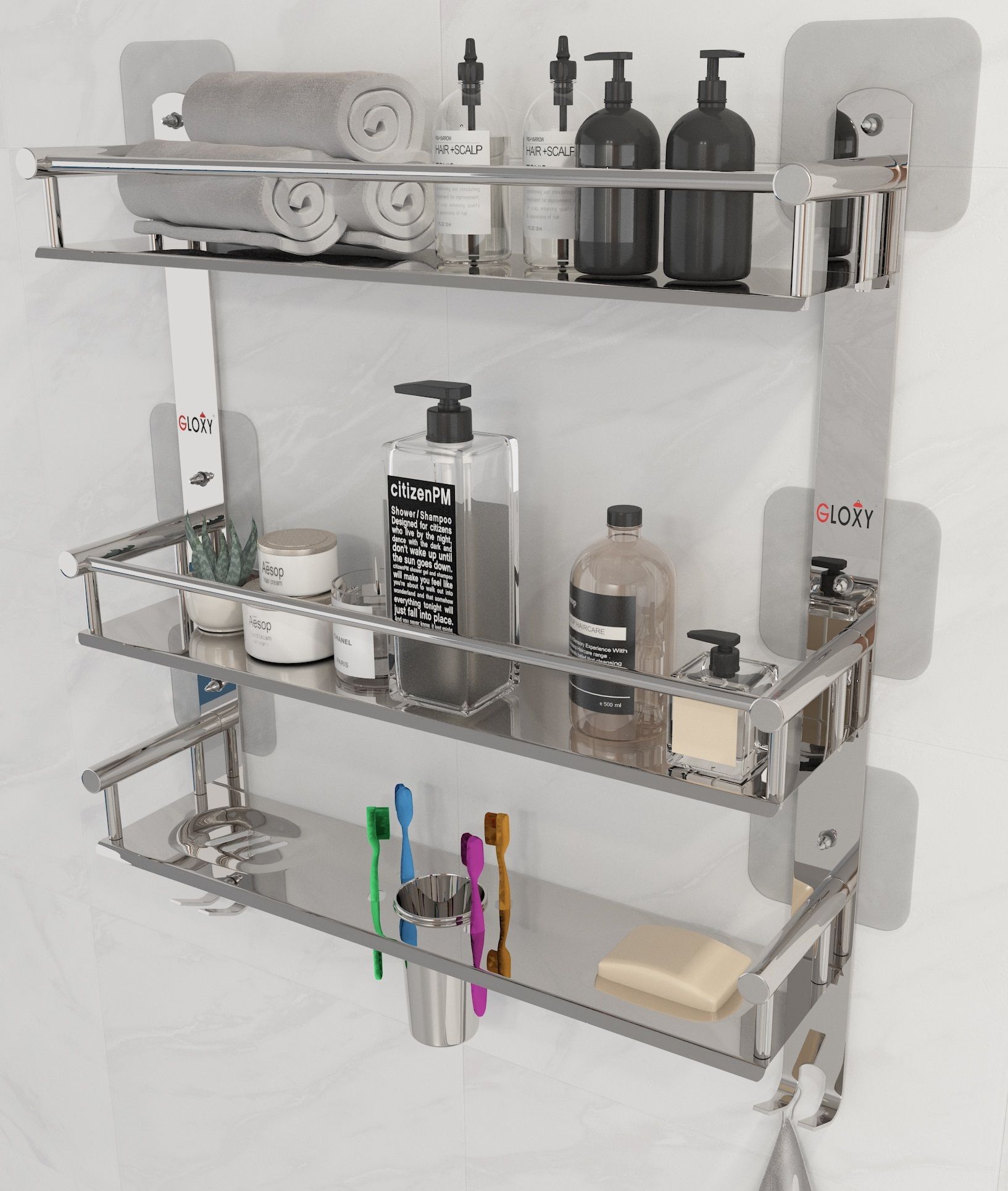 Magic Sticker Double Soap Dish brush Holder Bathroom Accessories Stainless Steel Wall Shelf-image-38