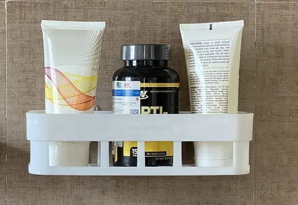 sjk Self Adhesive Multi-Purpose Wall Hanging BATHROOM floating Shelf Plastic Wall Shelf-picture-34
