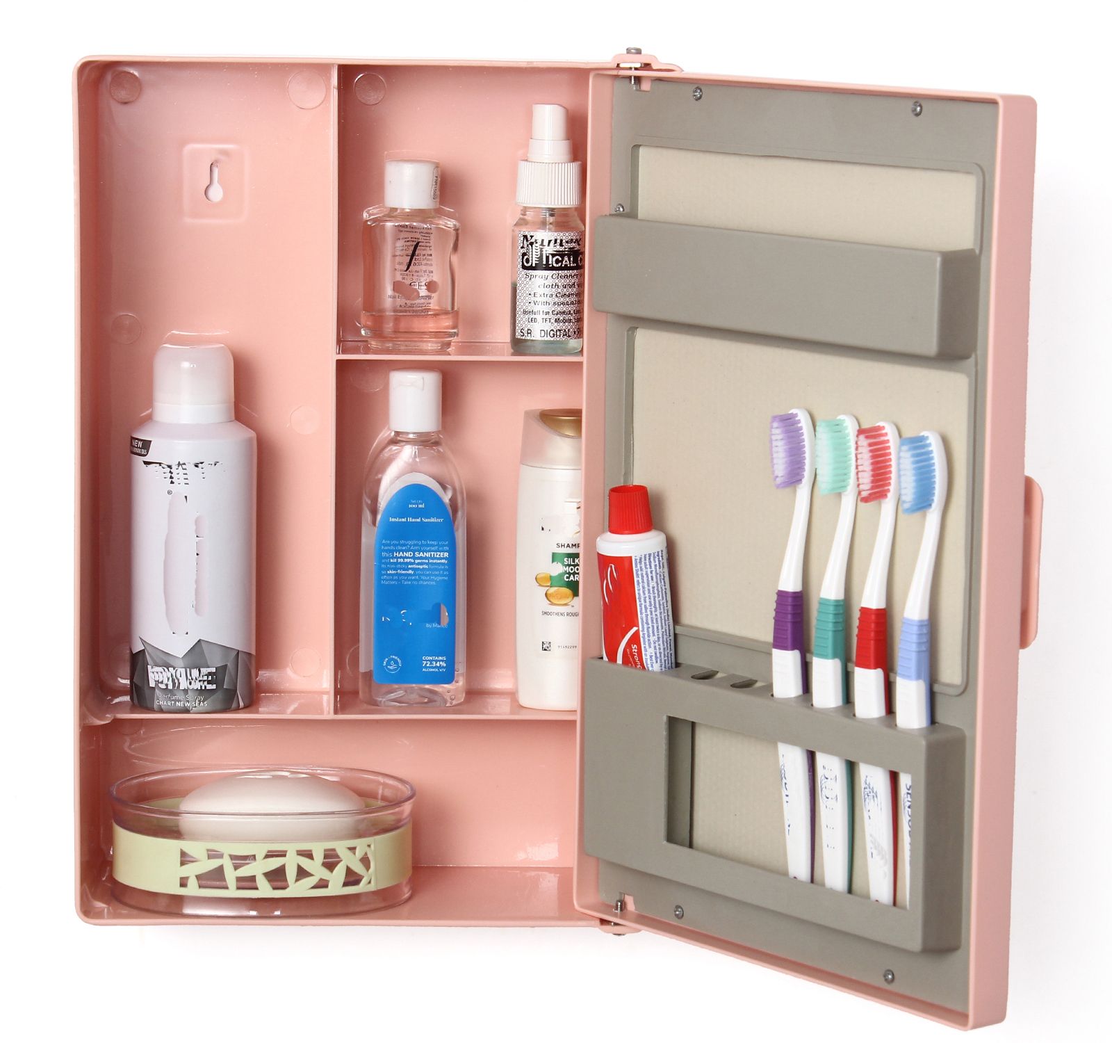 Bathroom Cabinet with Mirror Plastic Wall Shelf-image-32