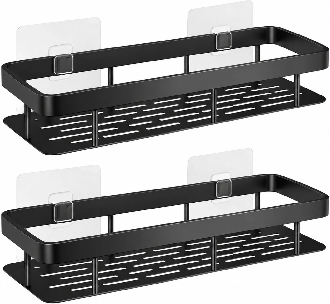 Self Adhesive Aluminum Bathroom Shelf Wall Mounted Rack, Pack of 2 – Black Aluminium Wall Shelf-image-26
