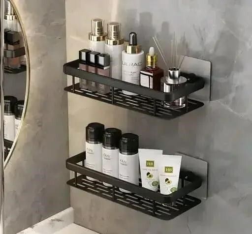 Bathroom plastic Shelves No-Drill Corner Shelf Shower Storage Rack Plastic Wall Shelf-image-36