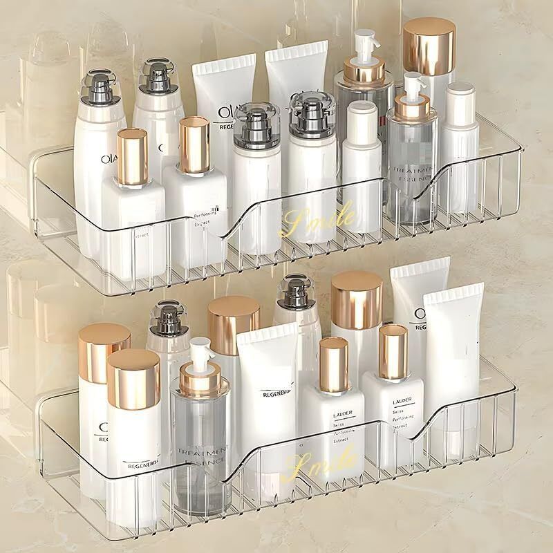 srbecom Transparent Bathroom Shelf No Drill Wall Mounted Organizer Acrylic Wall Shelf-picture-36