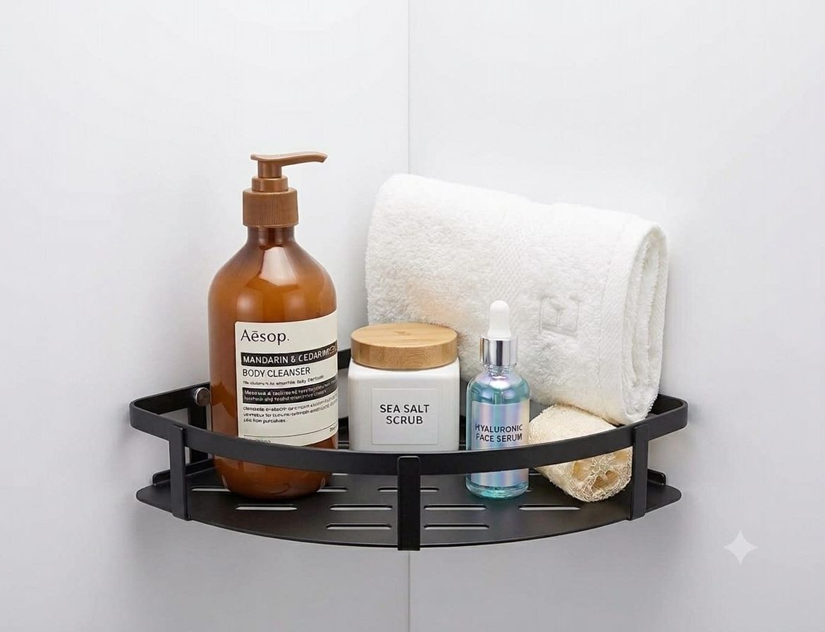 parmeshwar sales 1 Metal Bathroom Corner Shelf Rack | No Drilling Self Adhesive Wall Mounted Iron Wall Shelf-picture-13