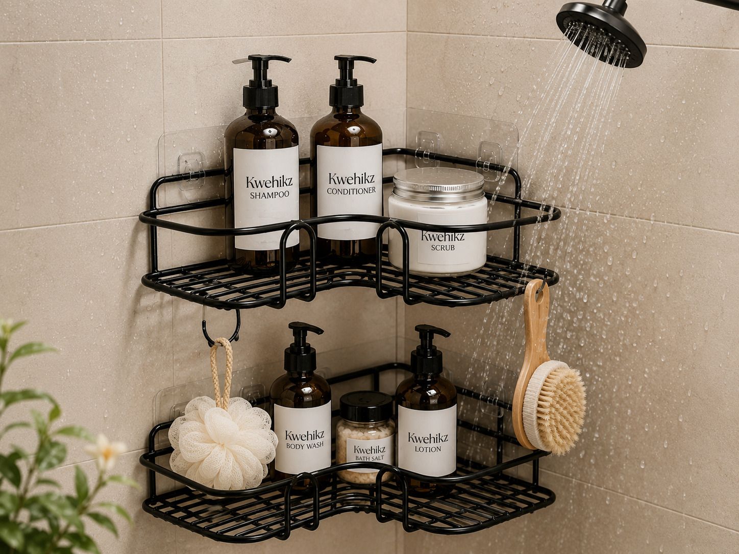 kwehikz Wall Mount Bathroom & Kitchen Corner & Soap Rack For Home (2 Rack in 1 Pack) Steel Wall Shelf-picture-32