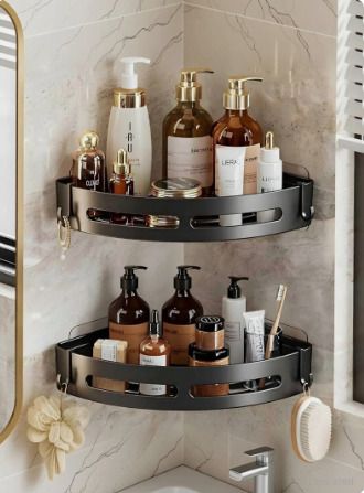 sureslix Self-Adhesive Wall-Mount Corner Shelf Organizer for Bathroom &Kitchen (No-Drill) Plastic Wall Shelf-picture-10