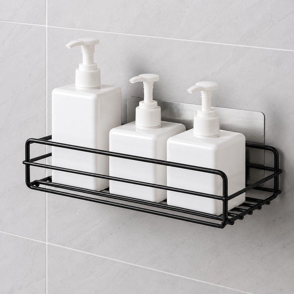 Metal Bathroom storage rack Silver Wall Shelf-image-22